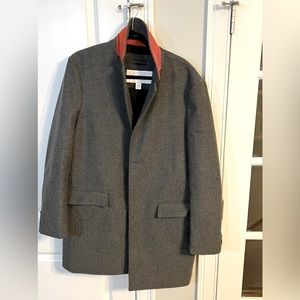 Calvin Klein men’s overcoat. Very warm. Herringbone gray/orange collar. Size L